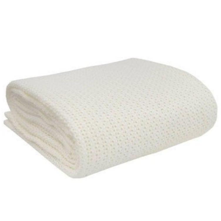 Organic cellular blanket.120x100cm White/Satin trim