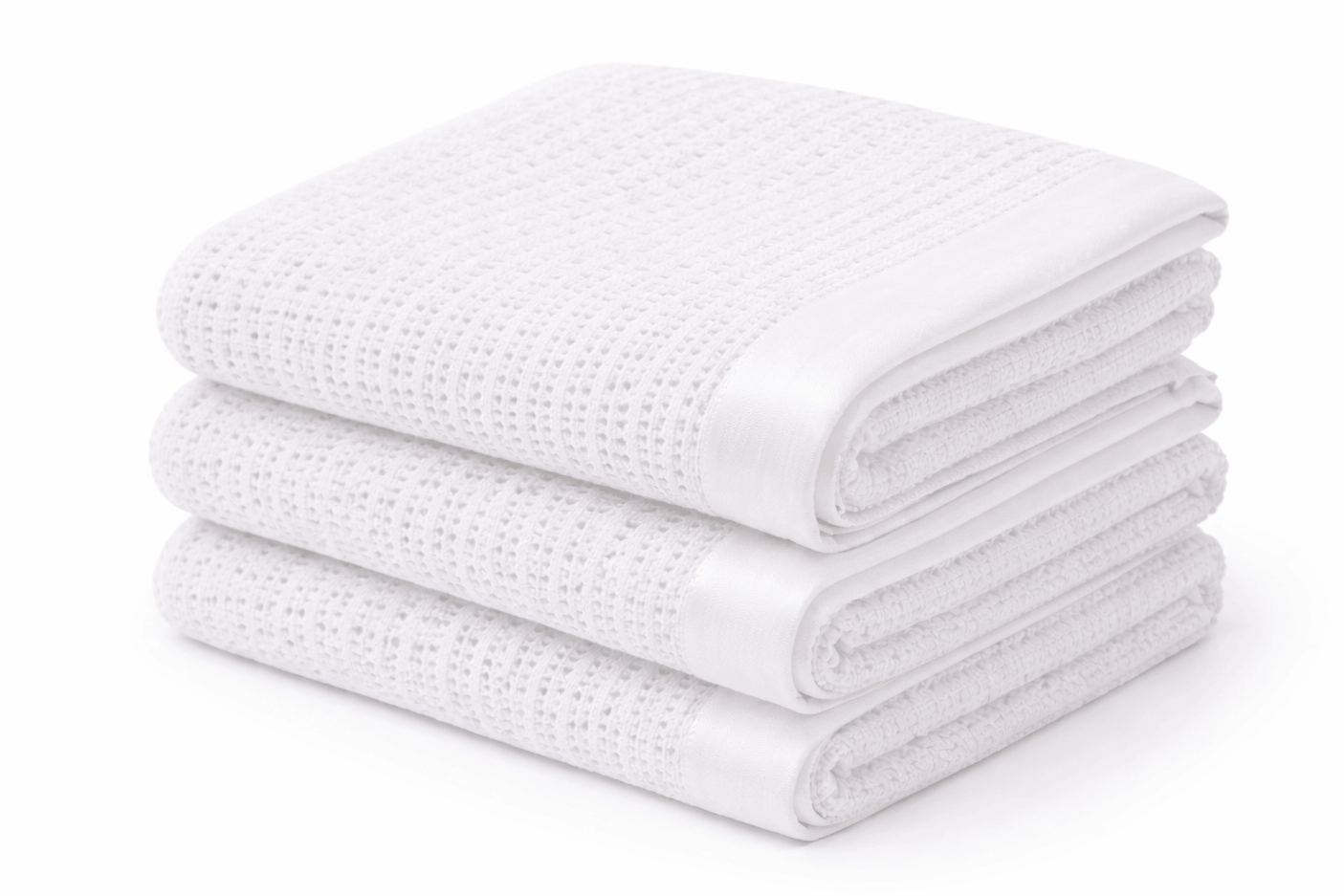 Organic cellular blanket.120x100cm White/Satin trim
